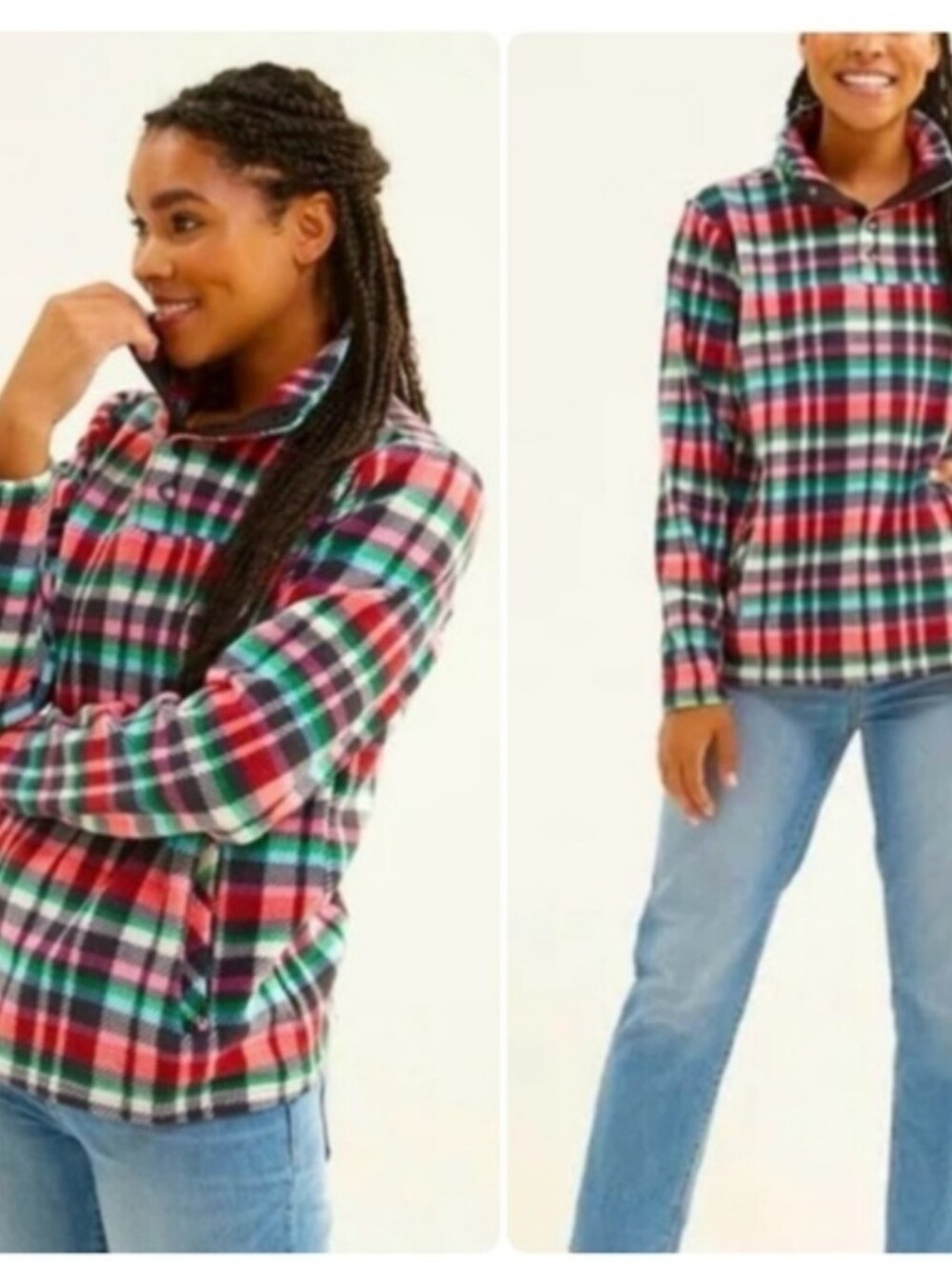 Vera Bradley Ribbons Plaid Fleece Pullover